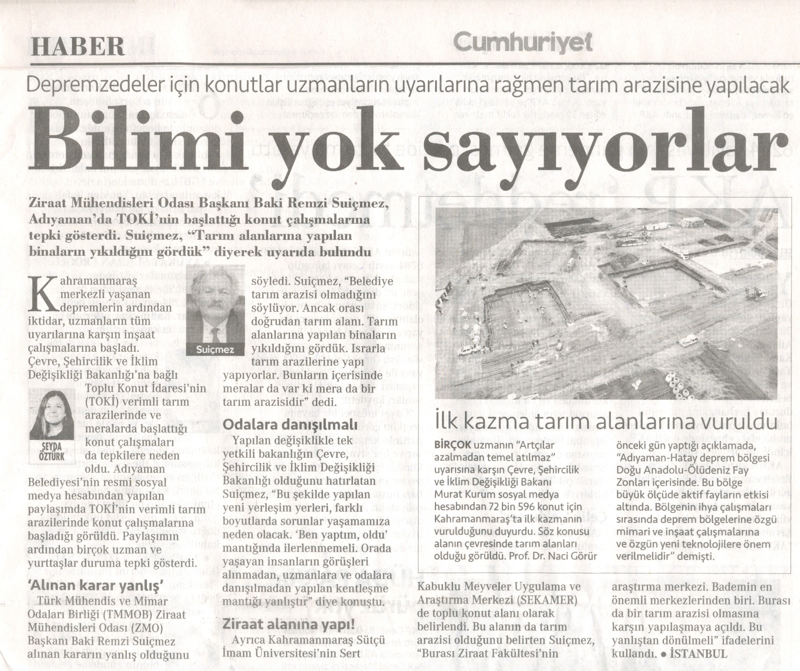 CUMHURİYET GAZETESİ: BİLİMİ YOK SAYIYORLAR- 14 MART 2023