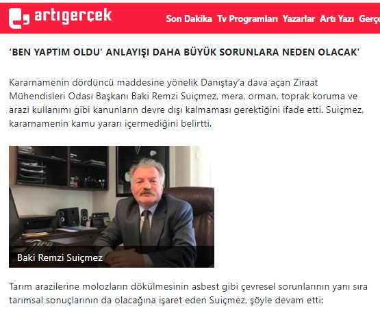 ARTI GERÇEK: DEPREM KARARNAMESİ: TARIM VE ORMAN ALANLARI YOK EDİLİRSE YENİ AFETLER KAPIDA- 17 MART 2023