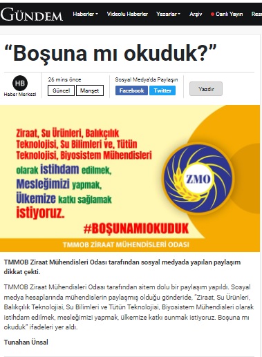 ÇANAKKALE GÜNDEM GAZETESİ: "BOŞUNA MI OKUDUK?"- 26 EYLÜL 2023