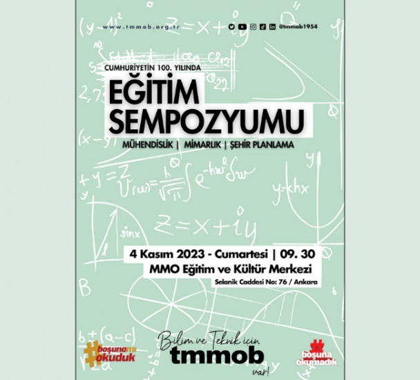 TMMOB EĞİTİM SEMPOZYUMU 4 KASIM 2023 TARİHİNDE GERÇEKLEŞTİRİLECEK