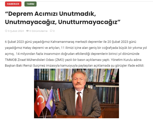 HASATTÜRK GAZETESİ: "DEPREM ACIMIZI UNUTMADIK, UNUTMAYACAĞIZ, UNUTTURMAYACAĞIZ"- 6 ŞUBAT 2024