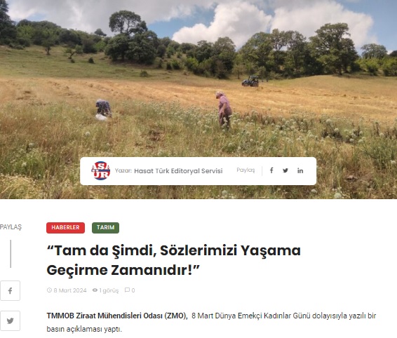 HASATTÜRK GAZETESİ: "TAM DA ŞİMDİ, SÖZLERİMİZİ YAŞAMA GEÇİRME ZAMANIDIR!"- 8 MART 2024